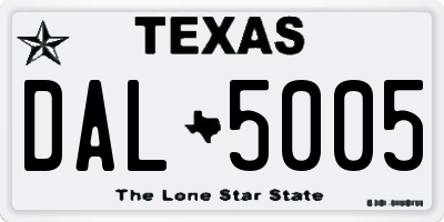TX license plate DAL5005