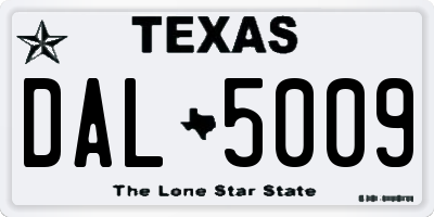 TX license plate DAL5009