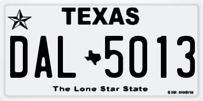 TX license plate DAL5013