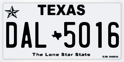 TX license plate DAL5016