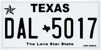 TX license plate DAL5017