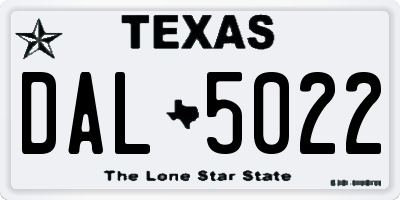 TX license plate DAL5022