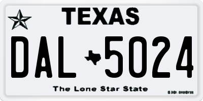 TX license plate DAL5024