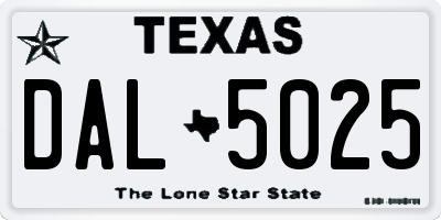 TX license plate DAL5025