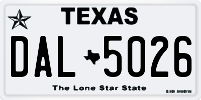 TX license plate DAL5026
