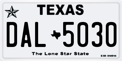TX license plate DAL5030