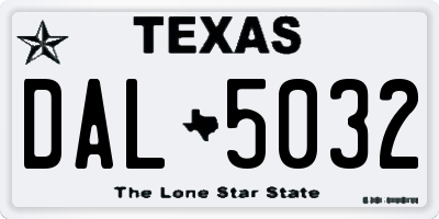 TX license plate DAL5032