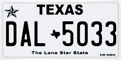 TX license plate DAL5033