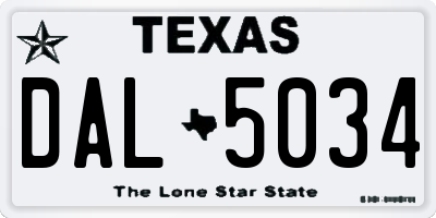 TX license plate DAL5034