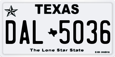 TX license plate DAL5036