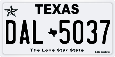 TX license plate DAL5037