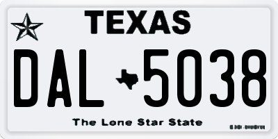 TX license plate DAL5038