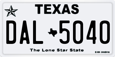 TX license plate DAL5040