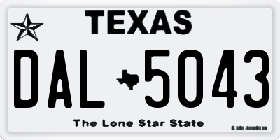 TX license plate DAL5043