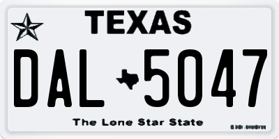 TX license plate DAL5047