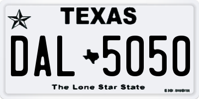 TX license plate DAL5050