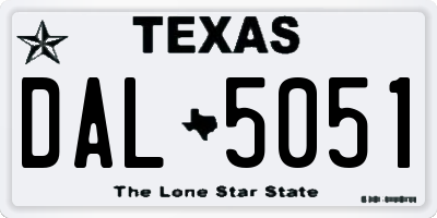 TX license plate DAL5051