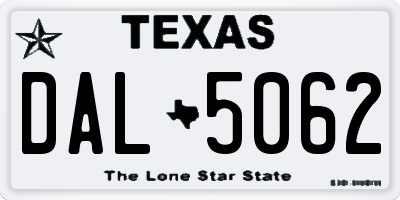 TX license plate DAL5062