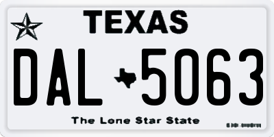 TX license plate DAL5063