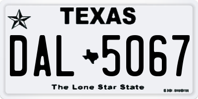 TX license plate DAL5067
