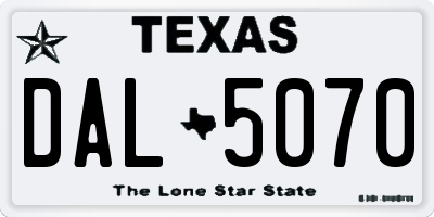 TX license plate DAL5070
