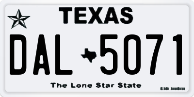 TX license plate DAL5071