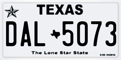 TX license plate DAL5073