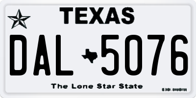 TX license plate DAL5076