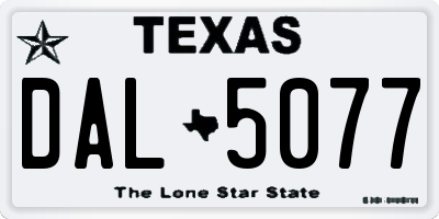TX license plate DAL5077