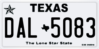 TX license plate DAL5083