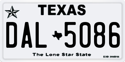 TX license plate DAL5086