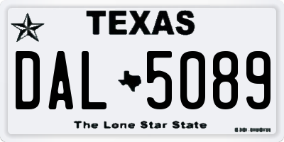 TX license plate DAL5089