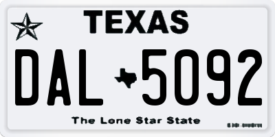 TX license plate DAL5092