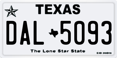 TX license plate DAL5093