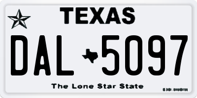 TX license plate DAL5097