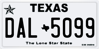 TX license plate DAL5099