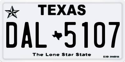TX license plate DAL5107
