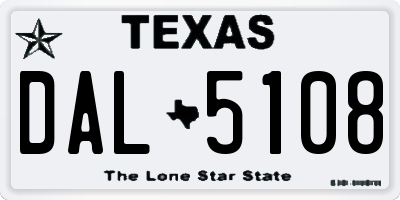 TX license plate DAL5108