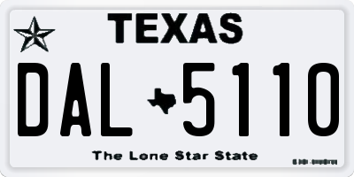 TX license plate DAL5110