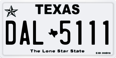 TX license plate DAL5111