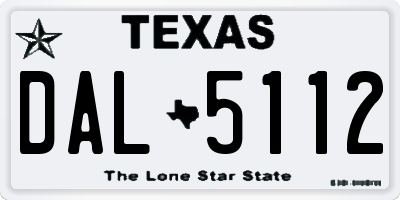 TX license plate DAL5112