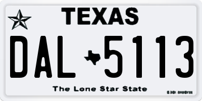 TX license plate DAL5113