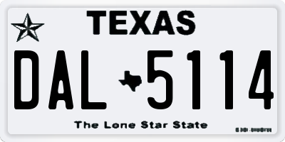 TX license plate DAL5114