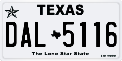 TX license plate DAL5116