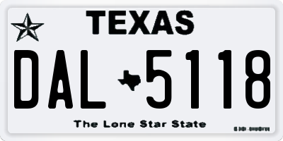 TX license plate DAL5118