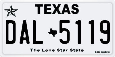 TX license plate DAL5119