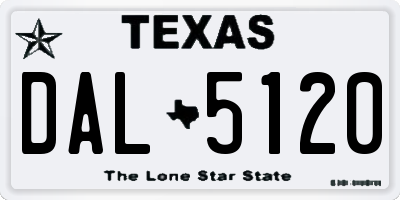 TX license plate DAL5120