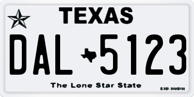 TX license plate DAL5123