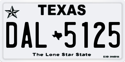 TX license plate DAL5125