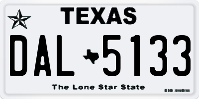 TX license plate DAL5133